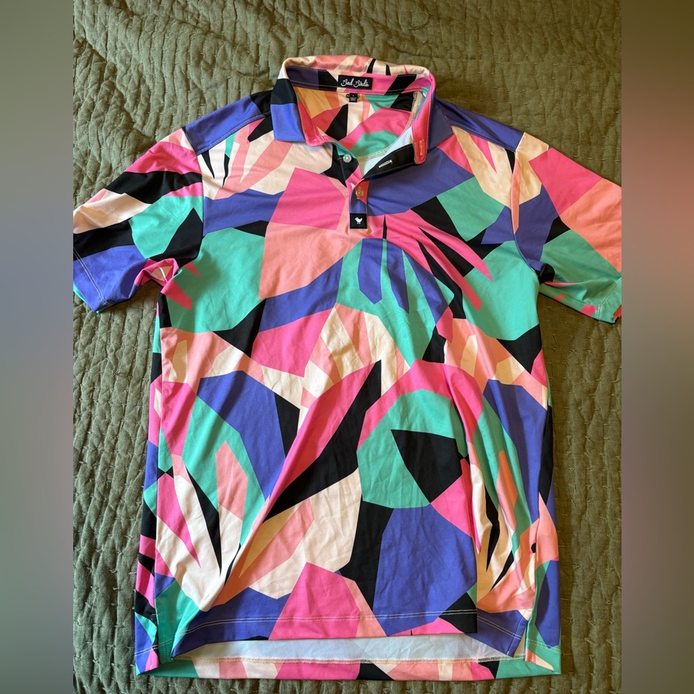 Bad Birdie Pink and Green Polo Shirt